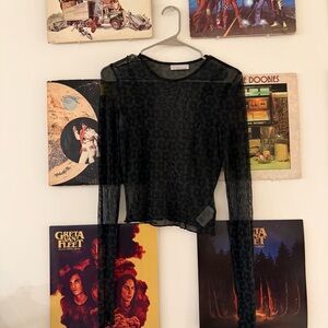 Urban Outfitters Black Leopard Long Sleeve Top
